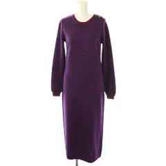 カルヴェン CARVEN ラメボーダーニットワンピース 長袖 ロング ボーダー XS 紫 青 /NR ■OS ■SH