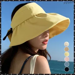 サンバイザー 小顔 UV対策帽子 韓国レディース つば広 あご紐付きハット バックリボン サイズ調整 アウトドア 大人可愛いおしゃれ 春夏秋 