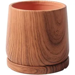 【新品?未使用】 鉢 植木鉢 陶器鉢 おしゃれ 北欧 模造木目デザイン 排水穴付き プランター 屋外 屋内 植物コンテナ トレイ付き 排水穴付き