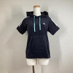 【アディダス】パーカー adidas ダークグレー L　クライマクール　吸水速乾　半袖 タオル地　パイル地 ワンポイント　スポーツウェア