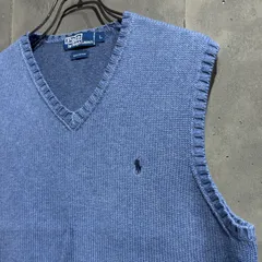 コットンニットベスト ブルー 90〜00s Polo by Ralph Lauren