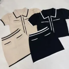 ニット セットアップ バイカラー 半袖 カーディガン スカート ZARA ably H&M