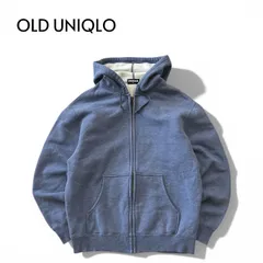 UNIQLO オールドユニクロ ジップアップパーカー コットン 無地 紺タグ M 水色 ライトブルー ★M221