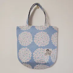 ハンドメイド 丸底トートバッグ(北欧フラワー う早この布)手作りバッグ 新品