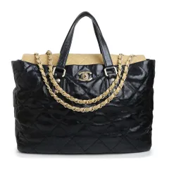 シャネル ポートベロー カーフスキン ラムスキン ブラック ベージュ  2WAY チェーン ショルダー ハンドバッグ レザー レザー ゴールド金具 CHANEL（美品）