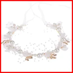 サムコス 髪飾り ヘアバンド カチューシャ 花冠 クラウン 女の子 子供ヘッドドレス ヘアアクセサリー 結婚式/披露宴/卒業式/入学式/パーティー/ダンス/和装/撮影 (クラシックパール ホワイト)