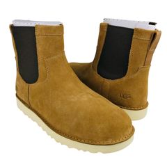 新品未使用UGG・アグ【CAMPOUT CHELSEA・キャンプアウトチェルシー】メンズ スエード ブランドロゴ押し印 サイドゴア ショートブーツ 訳アリ (US9/27㎝) メンズブーツ 冬靴 カジュアル オシャレ ブランド