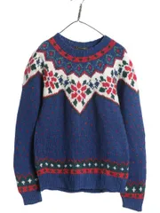 【お得なクーポン配布中!】 90s エディーバウアー ノルディック ウール ニット セーター レディース M 古着 オールド 黒タグ 求心柄 丸ヨーク バーズアイ マルチカラー