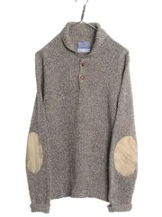【お得なクーポン配布中!】 70s USA製 ペンドルトン x Outdoors Man ショールカラー ウール ニット セーター メンズ M ヴィンテージ 本革 レザー エルボーパッチ 無地