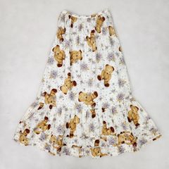 美品 ピンクハウス ロングスカート クマ ブーケ プリント フリル  