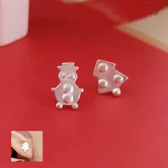 雪だるま ピアスクリスマスツリー アシンメトリー  左右非対称 シルバー925アニマル モチーフ可愛い レディース アクセサリー普段使いデート アクセギフトプレゼントバレンタイン自分へのご褒美入学式卒業式フォーマル大人可愛い冬アクセサリー