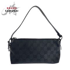 美品 グッチ GGキャンバス アクセサリーポーチ ハンドバッグ 103399 美品 GUCCI グッチ ブラック 黒 シルバー金具 GGキャンバス/レザー