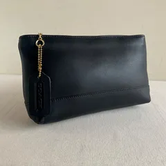 Vintage Coach Cosmetic Case Large Black Leather Clutch Travel Case Bag Pouch