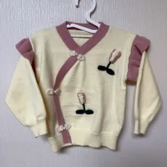 フラワー 刺繍 POINT ニット 7 8歳