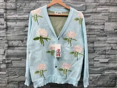 TTT_MSW/カーディガン/バラ柄/水色／Mサイズ
