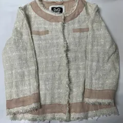 D&G ドルガバ ツイードジャケット ノーカラー ピンク フリンジ ラメ 春  本日大幅値下げ