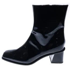 VERO CUOIO (ヴェロキーオ) サイドジップ スクエアトゥ エナメルブーツ ブラック レディース