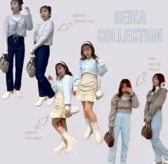 オリーブ デ オリーブ ツイード ニット バルーン ライトブルー カーディガン フリル スカート コーディネートセット