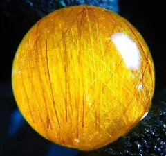 超金運上昇★天然水晶★ルチルクォーツ ★台付き★丸玉16mm★tｋ4309