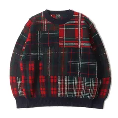 LET IT RIDE レットイットライド ニット サイズ:M / 00s パッチワーク チェック ニット セーター / レッド ネイビー / トップス セーター 【メンズ】【中古】のサムネイル