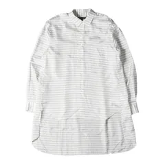 【新品同様】COMME des GARCONS HOMME PLUS コムデギャルソン オムプリュス シャツ サイズ:M / 24AW ボーダー ストライプ 変型 切替 ロング シャツ / ホワイト 白 / 日本製 / トップス【メンズ】【中古】
