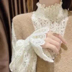 立ち襟 レース 即購入OK 長袖 ブラウス シャツ 透かしレース フリル カットソー レース 上品 薄手 レディース 通 高襟 ハイネック パーティー 結婚式 フォーマル 二次会 ビジネス 通勤 OL ブラウス レースシャツ