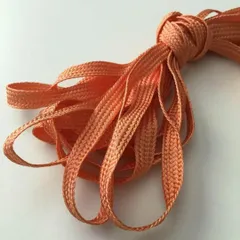 O11L/0529☆580cm お買い合わせ/国産組紐/平紐タイプ/光沢サーモン/生地のM