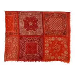 LOUIS VUITTON ルイ・ヴィトン M75267 モノグラム ペイズリー バンダナ カシミヤ シルク 大判ストール レッド系【中古】