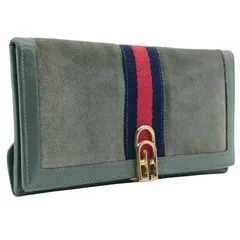 GUCCI オールドグッチ シェリーライン スエード レザー 二つ折り 長財布 グレー 札入れ グッチ