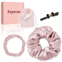 特価 シルク シルク 100％ 髪にやさしい 跡がつかない 高弾性 シュシュ 髪ゴム おしゃれ 大人 エレガント ヘアゴム 無地 かわいい2個セット(M+S) FQ-01 (ピンク)