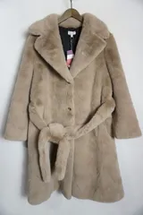 新品 Molliolli モリオリ フェイク ファー ロング コート アウター TISSAVEL社 薄茶 522P★4