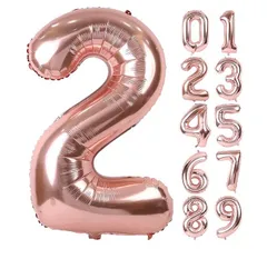 バルーン アルミ風船 数字2 ナンバー 40インチ 大きい 誕生日 ハッピーバースデー 飾り付け 記念日 パーティー 約90cm ローズゴールド