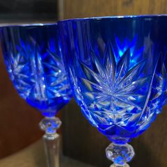 切子 コバルトブルーワイングラス 2客 ＆ ボウル セット ブルー - メルカリ