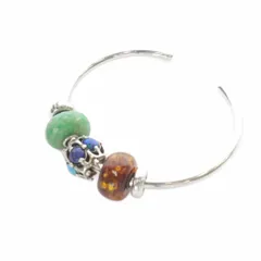 トロールビーズ TROLLBEADS SV アンバー ウィズダム アマゾナイト ビーズ バングル ブレスレット シルバー色