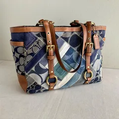 y2k Coach Vintage Patchwork Blue Denim Signature Shoulder Bag