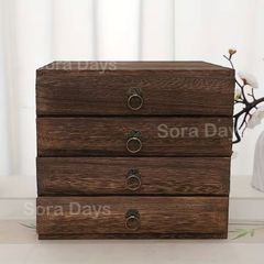 小物入れ ヴィンテージ風 引き出し 4段 木製 おしゃれ ナチュラル