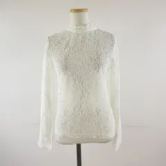 ジーユー GU 2wayレースプルオーバー カットソー 長袖 オフホワイト 白 S *T572
