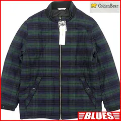 未使用 Golden Bear ゴールデンベア ジャケット ブルゾン L 古着 メンズ 紺 チェック 緑 コットン ジャケット_ブルゾン_サイズL一覧←SEULB屋着古← TY4313