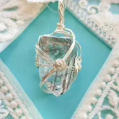 天然石✩ルチルクォーツ(レッド・ブラック)✩ペンダントトップ✩ワイヤーアート✩オリジナルデザイン