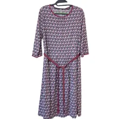 RE332 【美品】Leilian レリアン　ストレッチワンピース　カットソーワンピース　総柄　くつ柄　グレー　マルチカラー　レディース　13+ 大きいサイズ　高級感　オシャレ　上品　希少