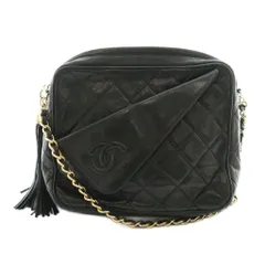 シャネル CHANEL マトラッセ 0番台 フリンジ チェーンショルダーバッグ ココマーク ロゴ レザー 黒 ブラック /AQ ■OS ■OH