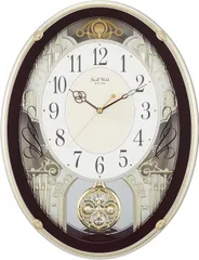 新品 リズム(RHYTHM) 掛け時計 電波時計 からくり時計 18曲 メロディ 付き ブラウン スモールワールドプラウド 4MN523RH06