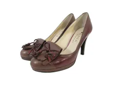 ダイアナ DIANA パンプス ハイヒール ラウンドトゥ レザー  リボン ブラウン系 サイズ23 QQQ