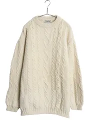 【お得なクーポン配布中!】 90s アイルランド製 エルエルビーン フィッシャーマン ニット セーター メンズ XL 古着 オールド ウール ケーブル 大きいサイズ ナチュラル