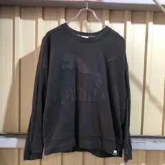 1502 PUMA トレーナー ブラック M プーマ スウェット 刺繍ロゴ 古着卸 アメリカ仕入