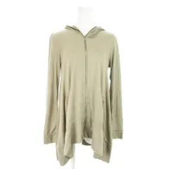 コムサ COMME CA ジャケット パーカー ジップアップ ウール混 ビーズ装飾 ヘムデザイン 薄手 9 茶 カーキ /AO9