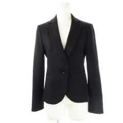 ミッシェルクラン MICHEL KLEIN ジャケット テーラード 総裏地 ウール混 ストレッチ センターベント 通勤 ビジネス 38 黒 ブラック /CK6