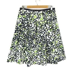 スタイルミー STYLE ME スカート フレア タック 総柄 ミディ丈 2XL 15 オフ白 黒 ブラック 黄緑 大きいサイズ