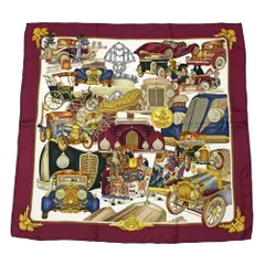 【名東】エルメス カレ90 スカーフ オートモービル シルク100% マルチカラー レッド系 小物 その他