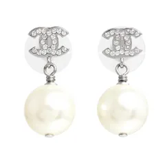 シャネル A36138 ココマーク ラインストーン パール スイング シルバー ホワイト ピアス 箱付 CHANEL（新品・未使用品）